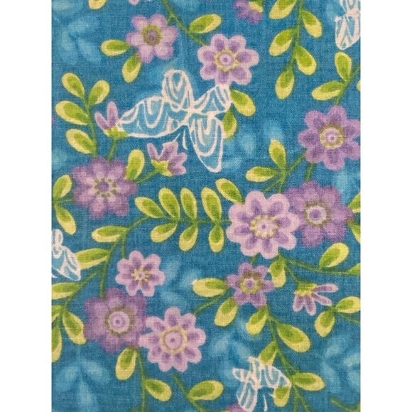 VTG Fabric  Pink Purple Blue Floral white Dot Quilting Sewing Cloth Art Crafts - Picture 14 of 16